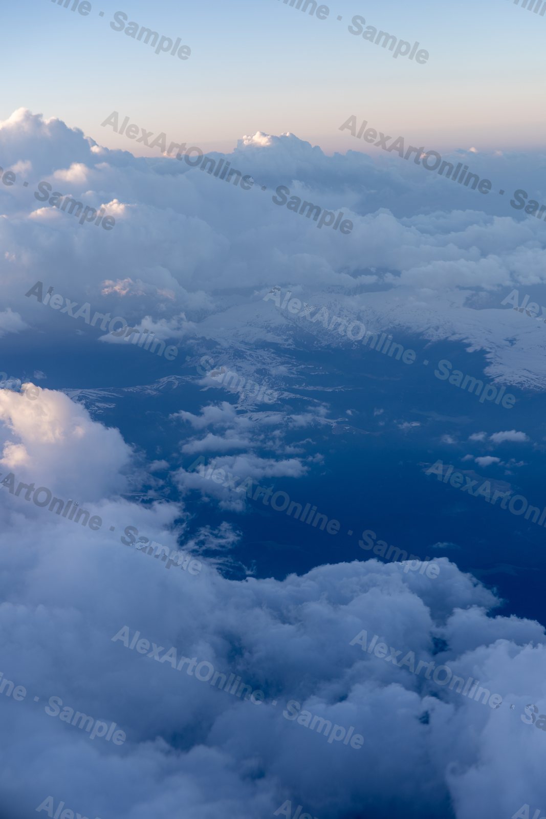 Clouds seen from above, from a plane window